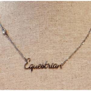 NEW VANNER HOUSE equestrian script necklace in silver